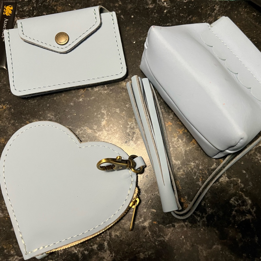 Portland Leather Goods Glacial lot Penny Pouch, Heart Pouch, Tassel & Lovebug